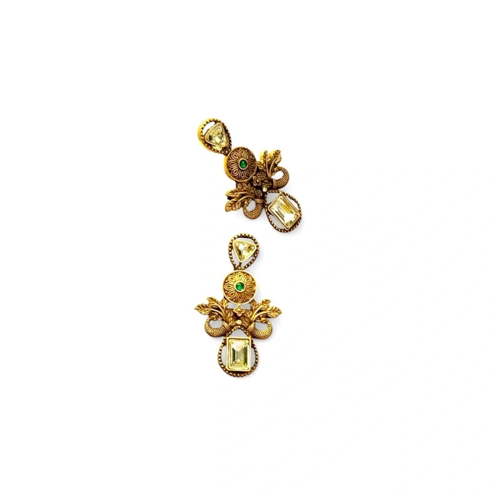 Vintage Medieval-Inspired Drop Earrings | Multicolor Gemstone Statement